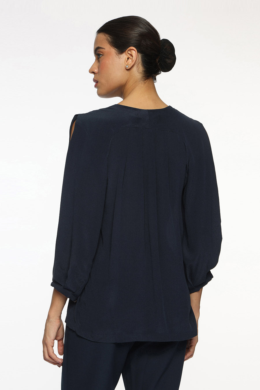 Dark Blue Logan Slit-Sleeve Top
