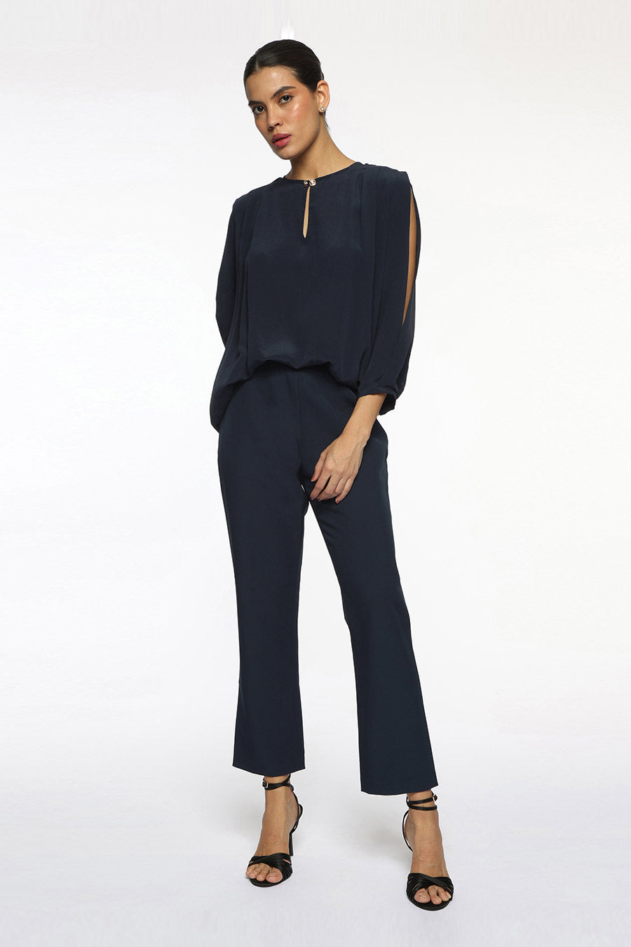 Dark Blue Logan Slit-Sleeve Top