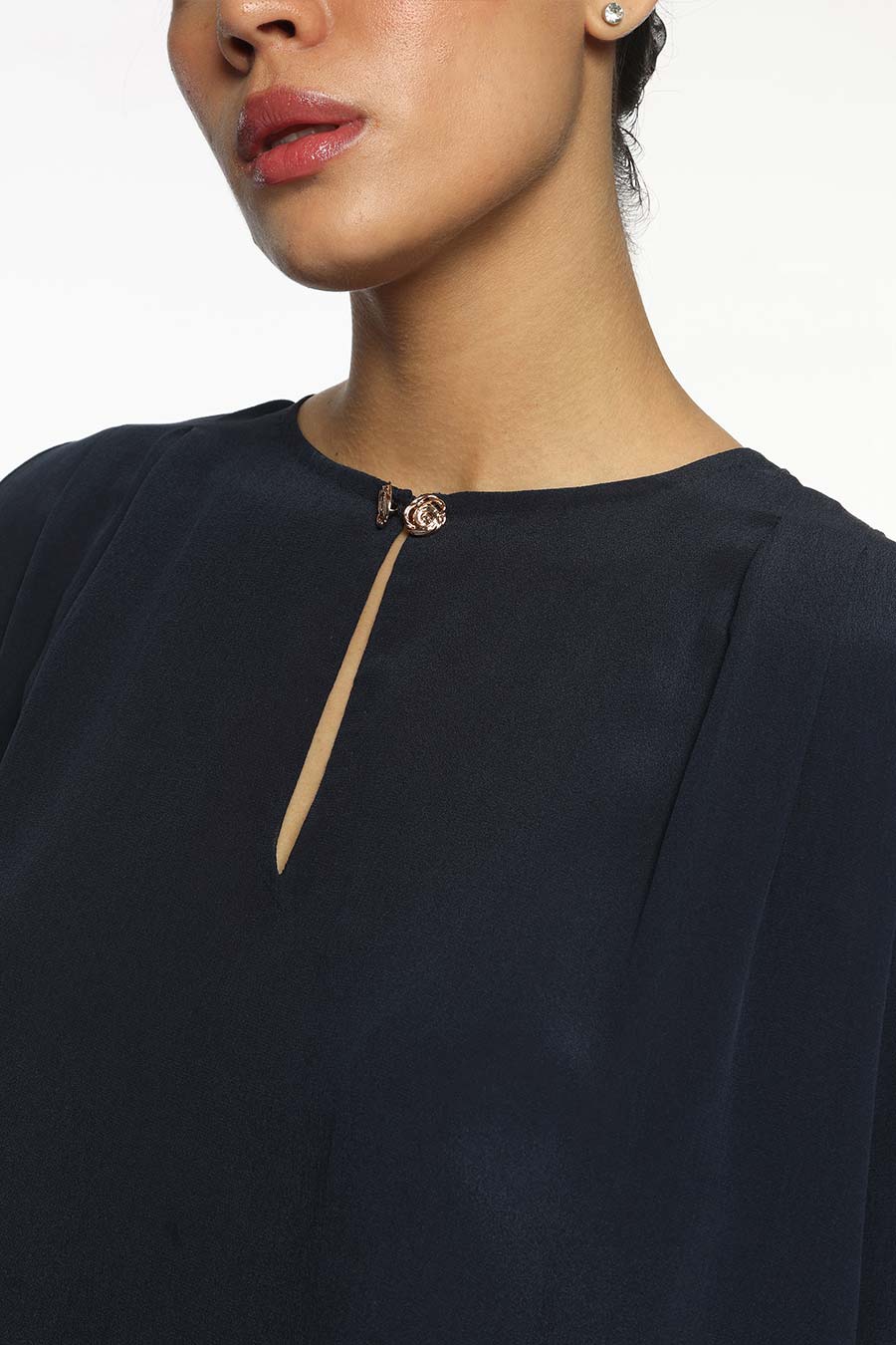 Dark Blue Logan Slit-Sleeve Top
