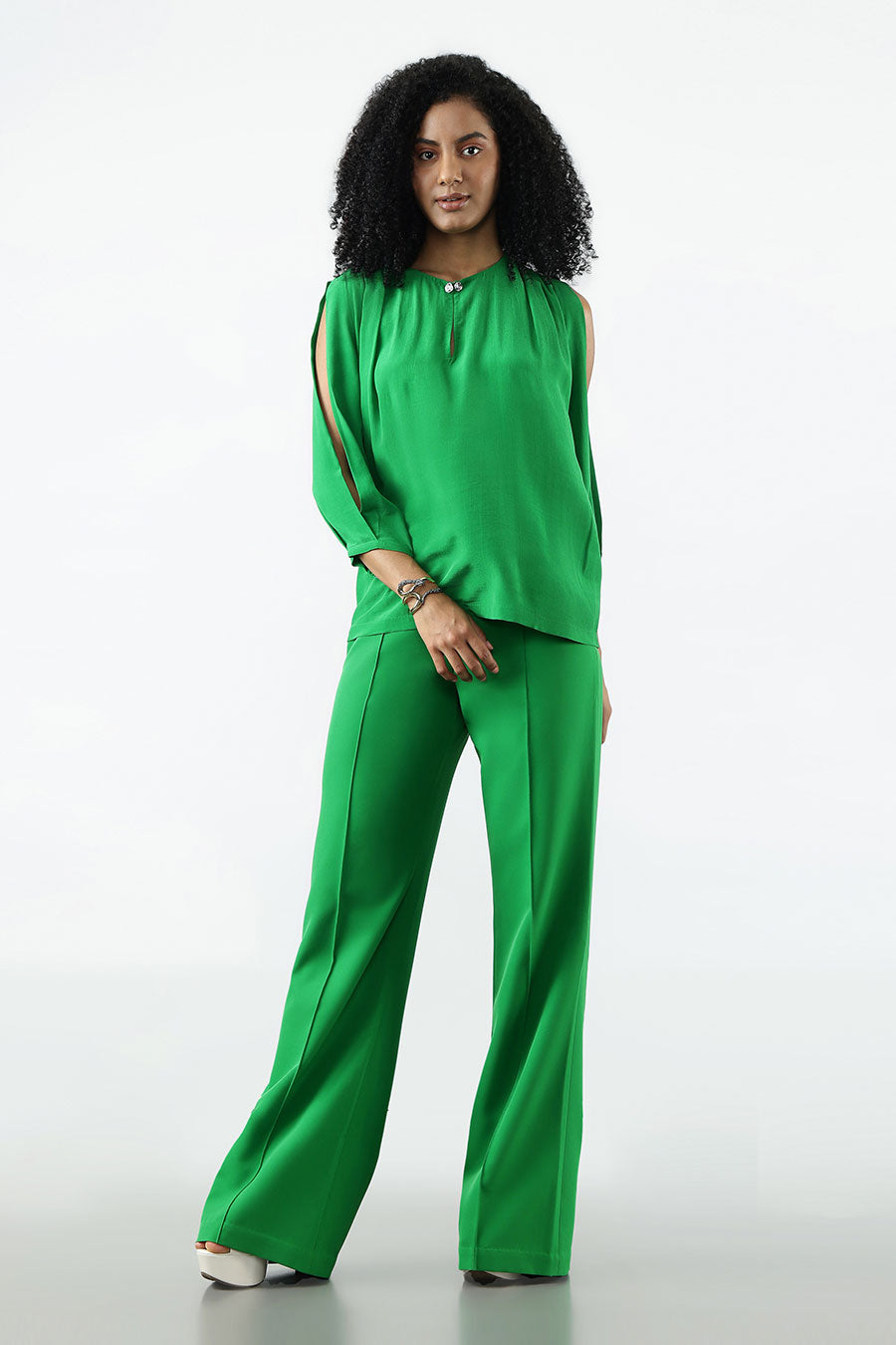 Green Solid Brandon Pant