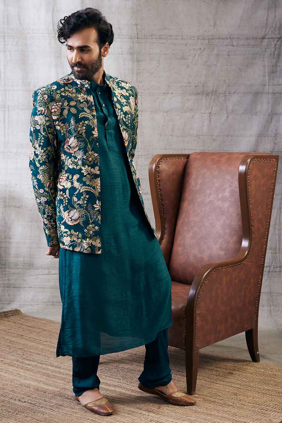 Mehr Printed Jacket With Kurta Set