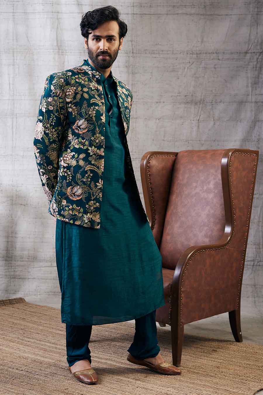 Mehr Printed Jacket With Kurta Set