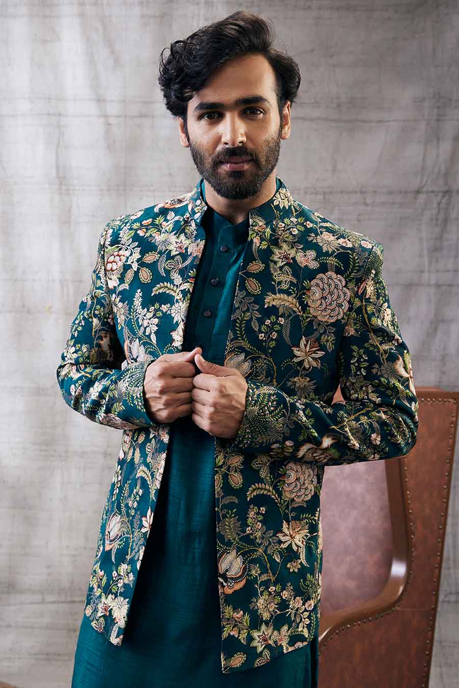 Mehr Printed Jacket With Kurta Set