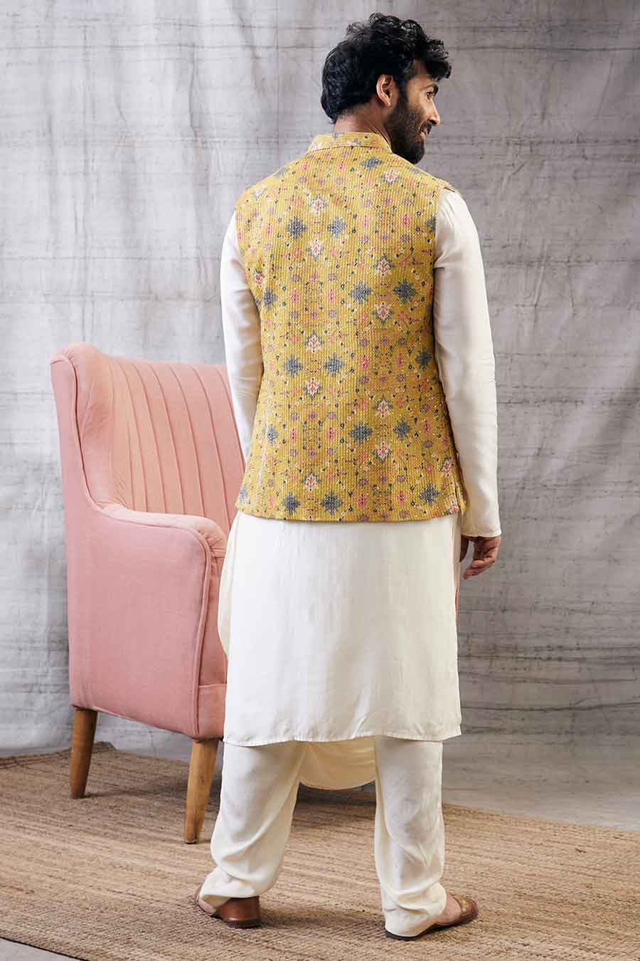 Zahra Sequin Bandi With Drape Kurta Set