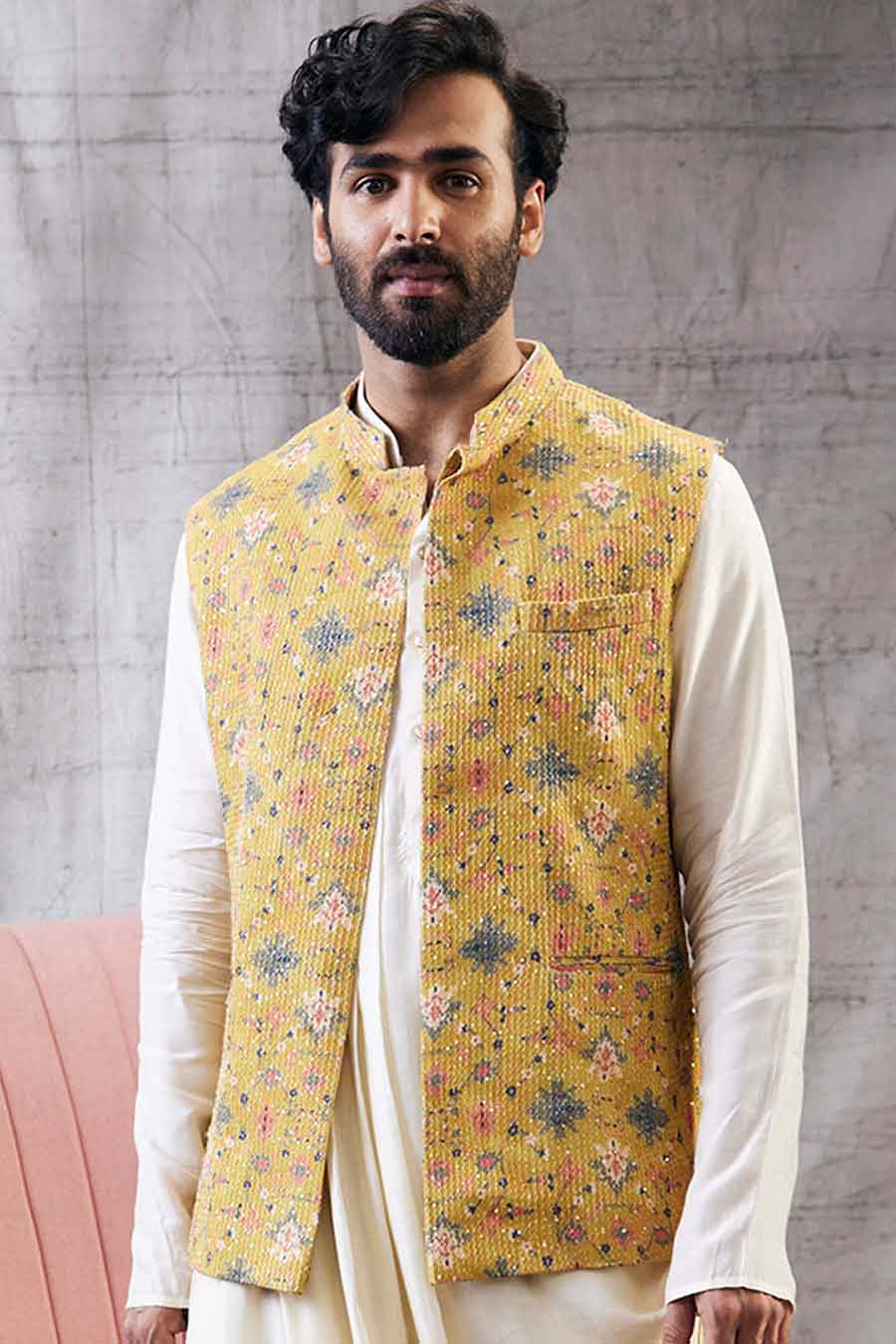 Zahra Sequin Bandi With Drape Kurta Set