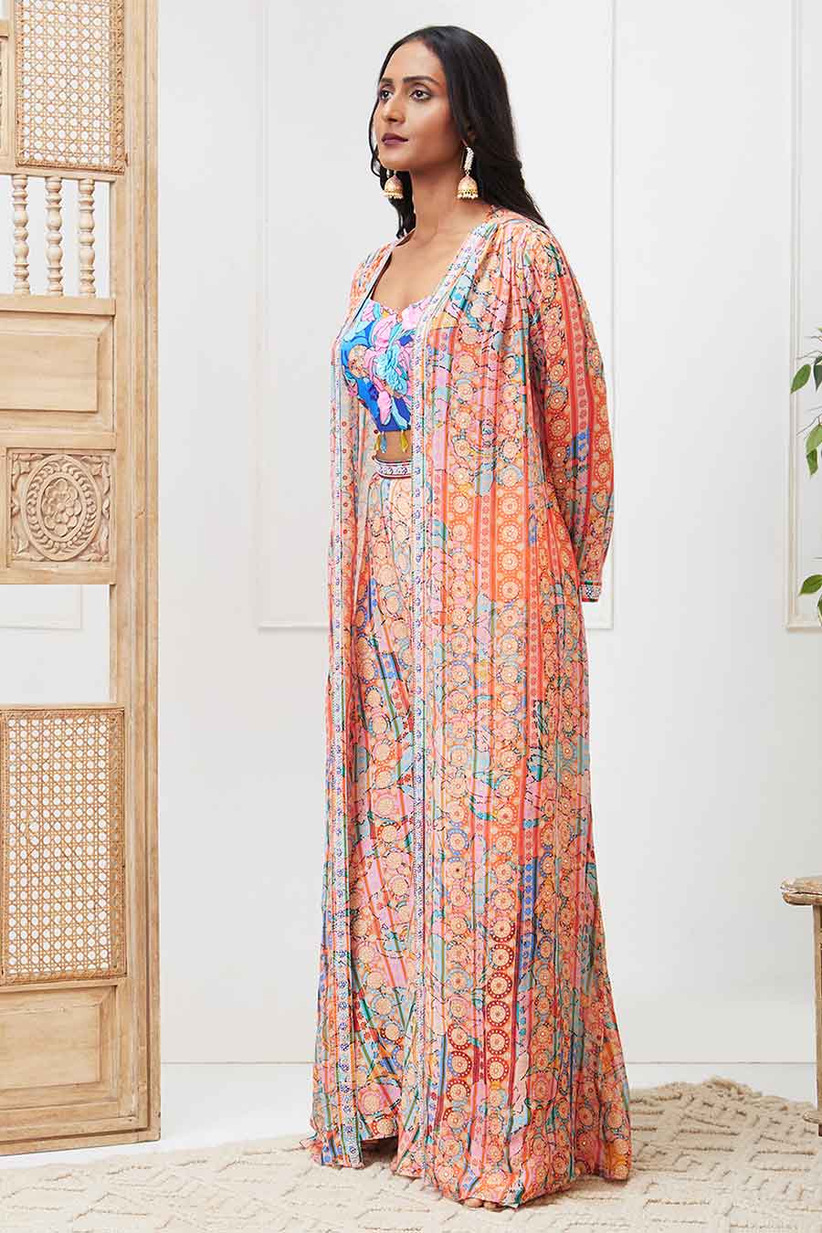 Multicolour Benazir Embroidered Co-Ord Set with Jacket