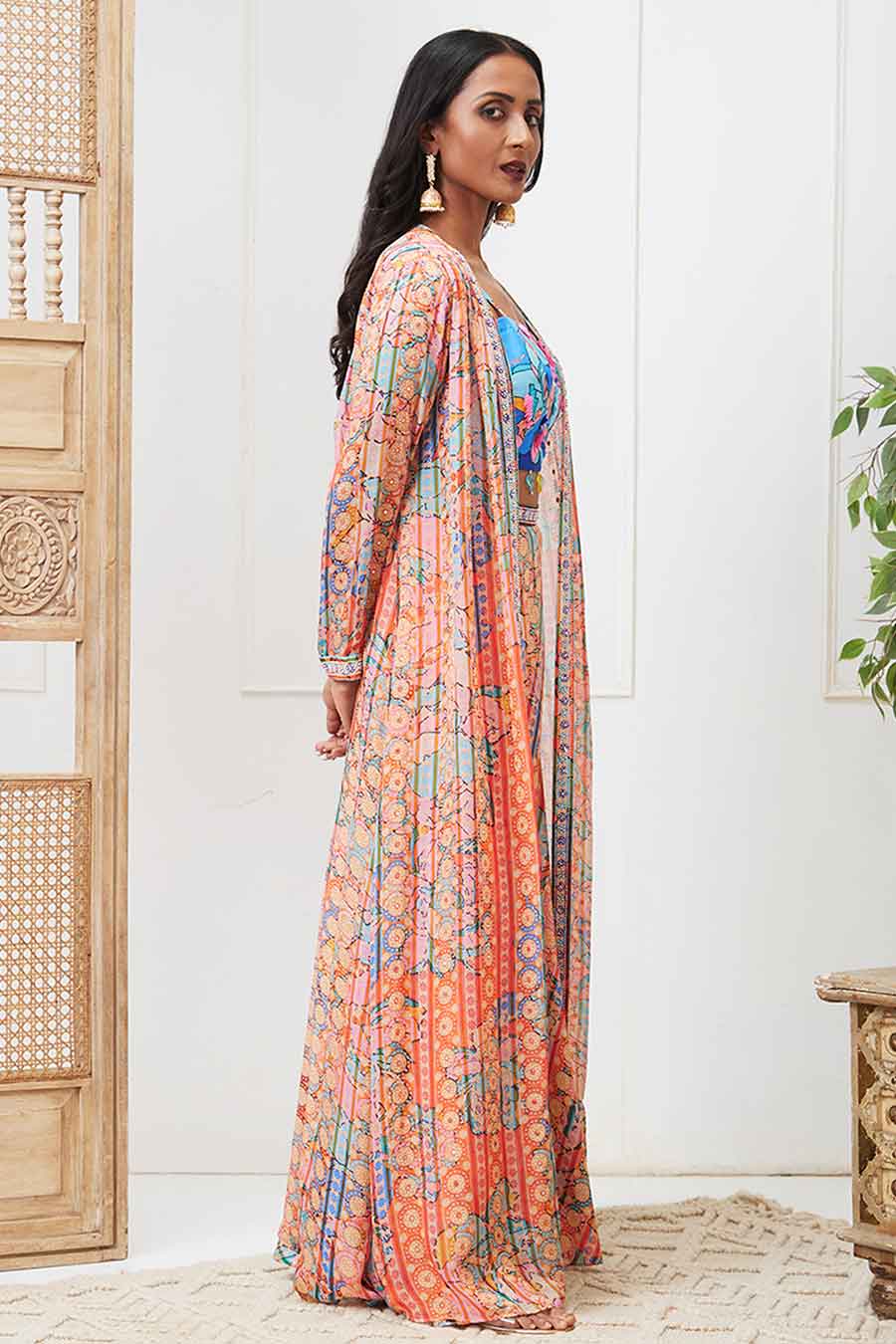 Multicolour Benazir Embroidered Co-Ord Set with Jacket
