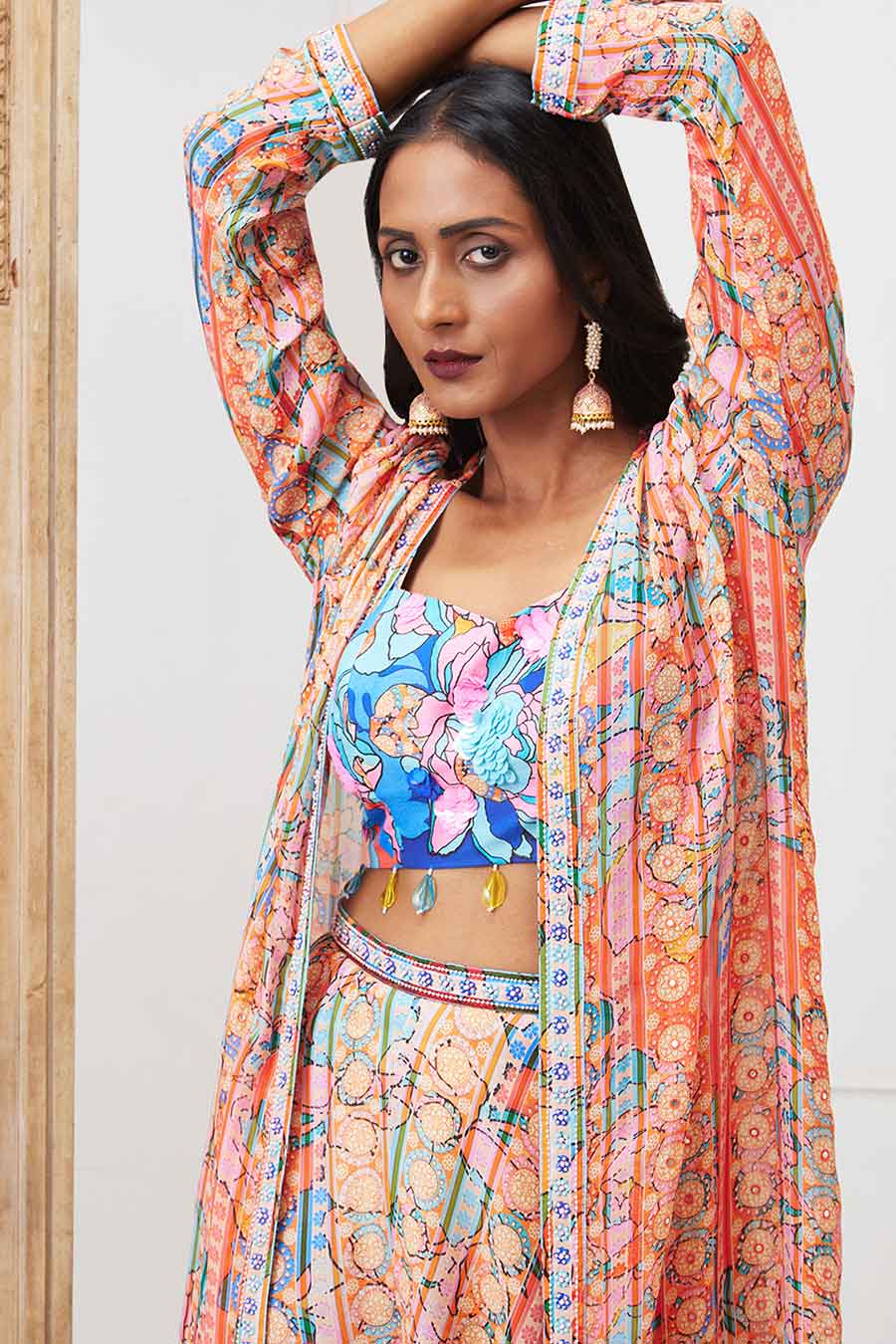 Multicolour Benazir Embroidered Co-Ord Set with Jacket