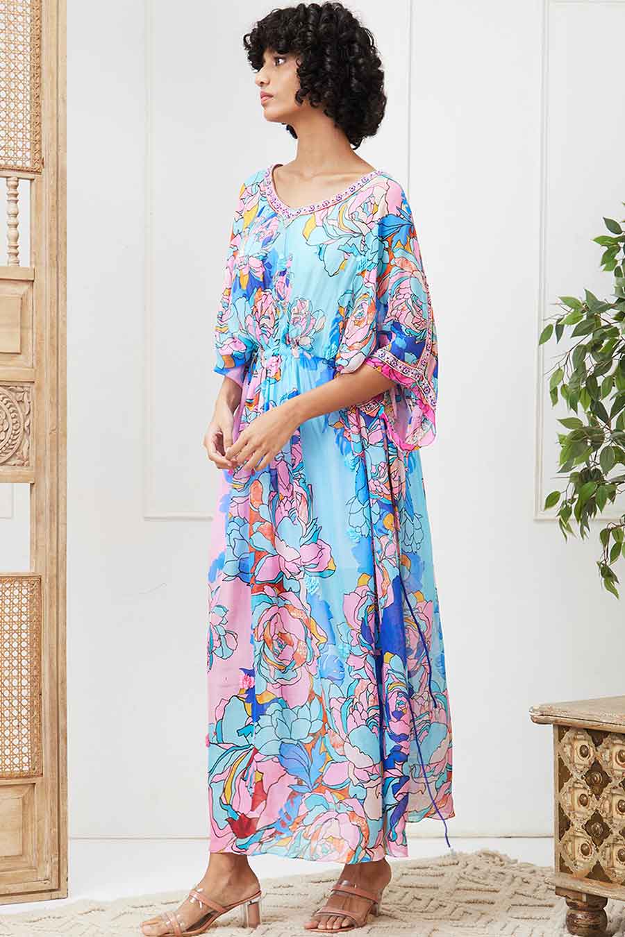 Blue Zaynab Embroidered Maxi Dress