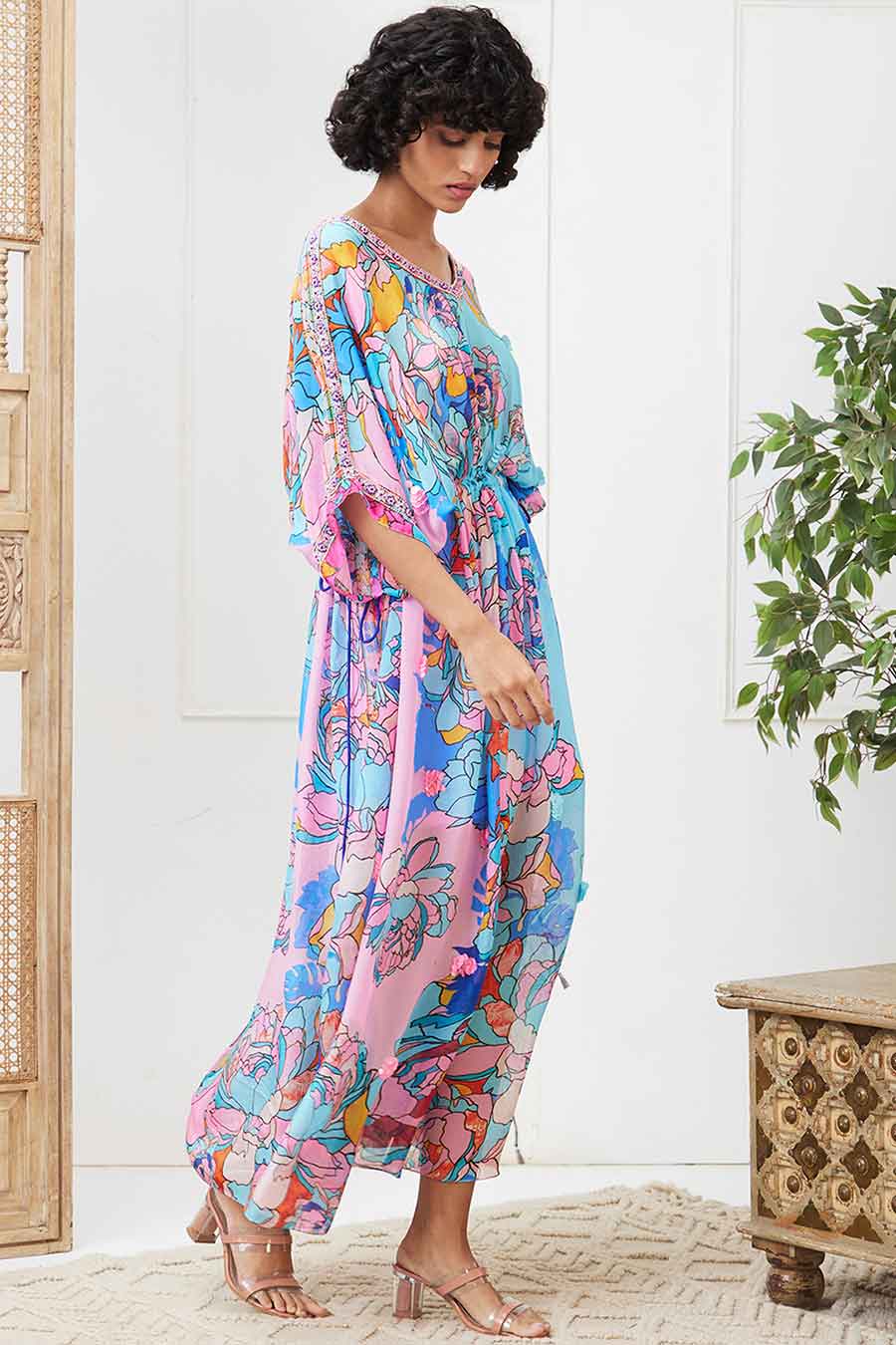 Blue Zaynab Embroidered Maxi Dress