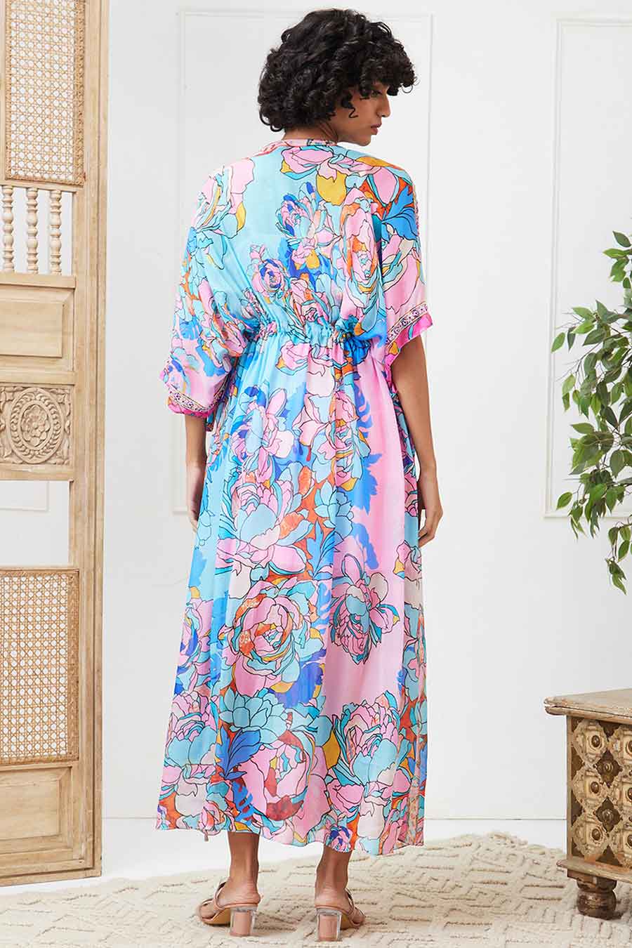 Blue Zaynab Embroidered Maxi Dress