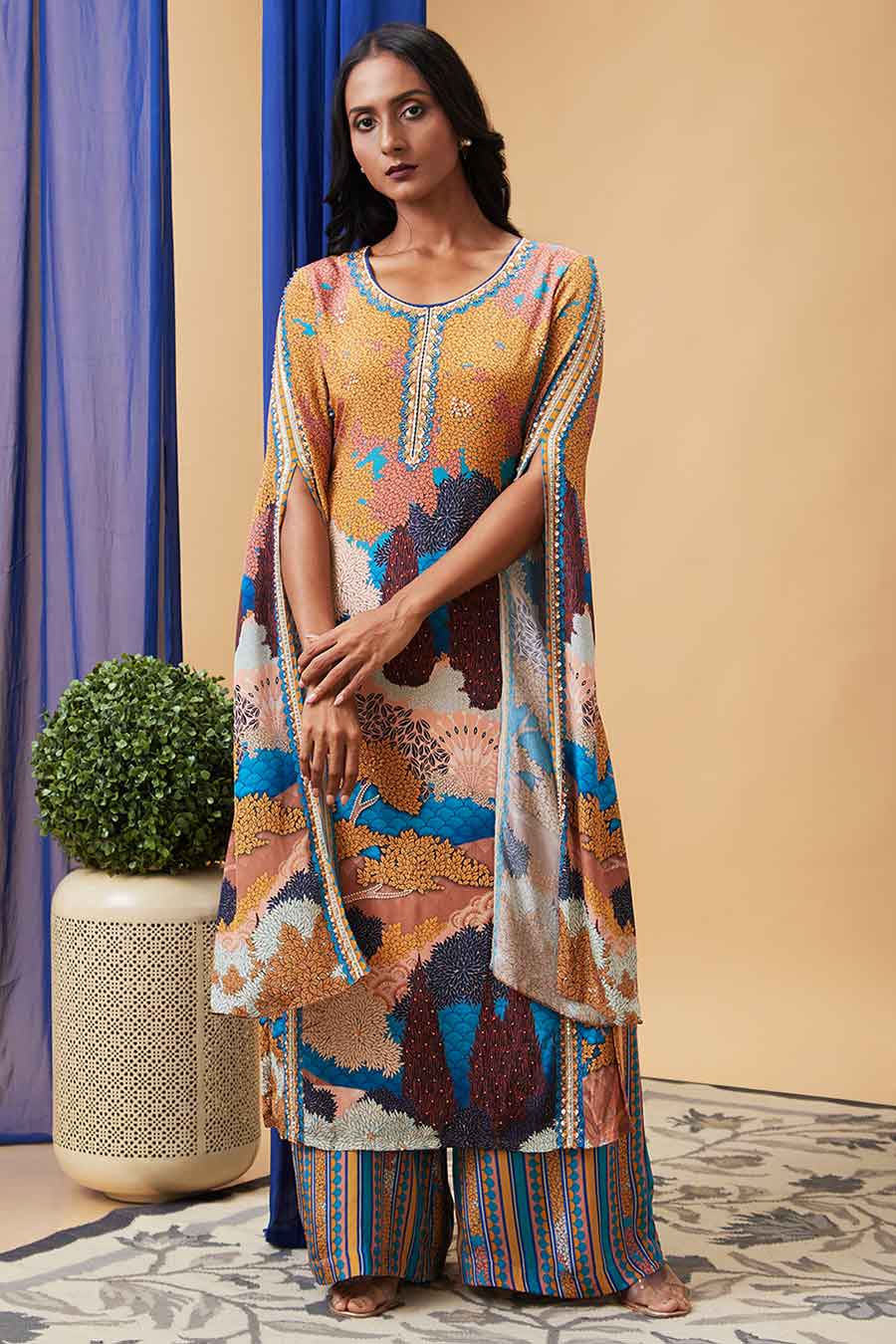 Multicolour Benazir Embroidered Kurta Set