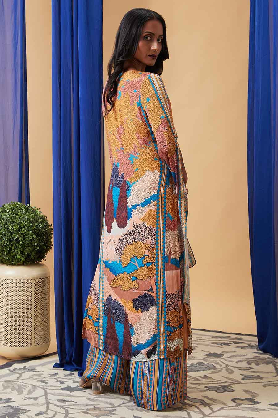 Multicolour Benazir Embroidered Kurta Set