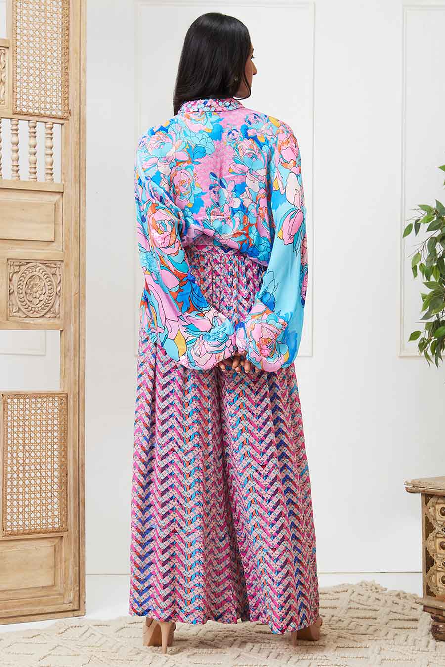 Blue Zaynab Embellished Co-Ord Set