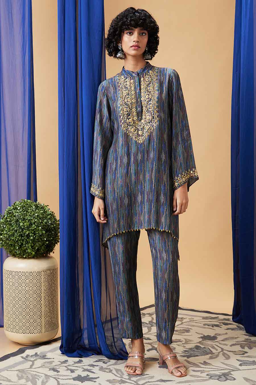 Blue Elara Embroidered Kurta Set