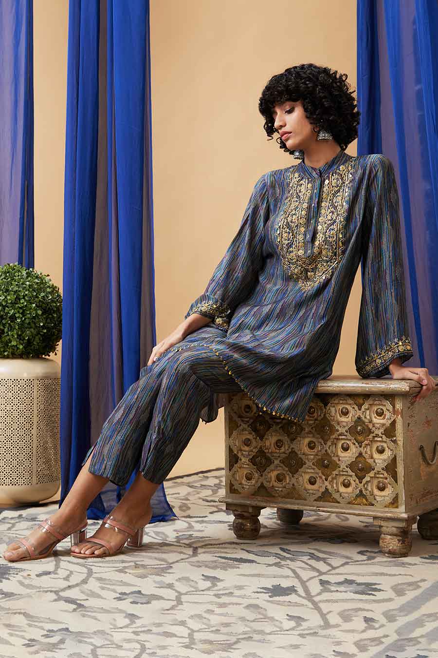 Blue Elara Embroidered Kurta Set