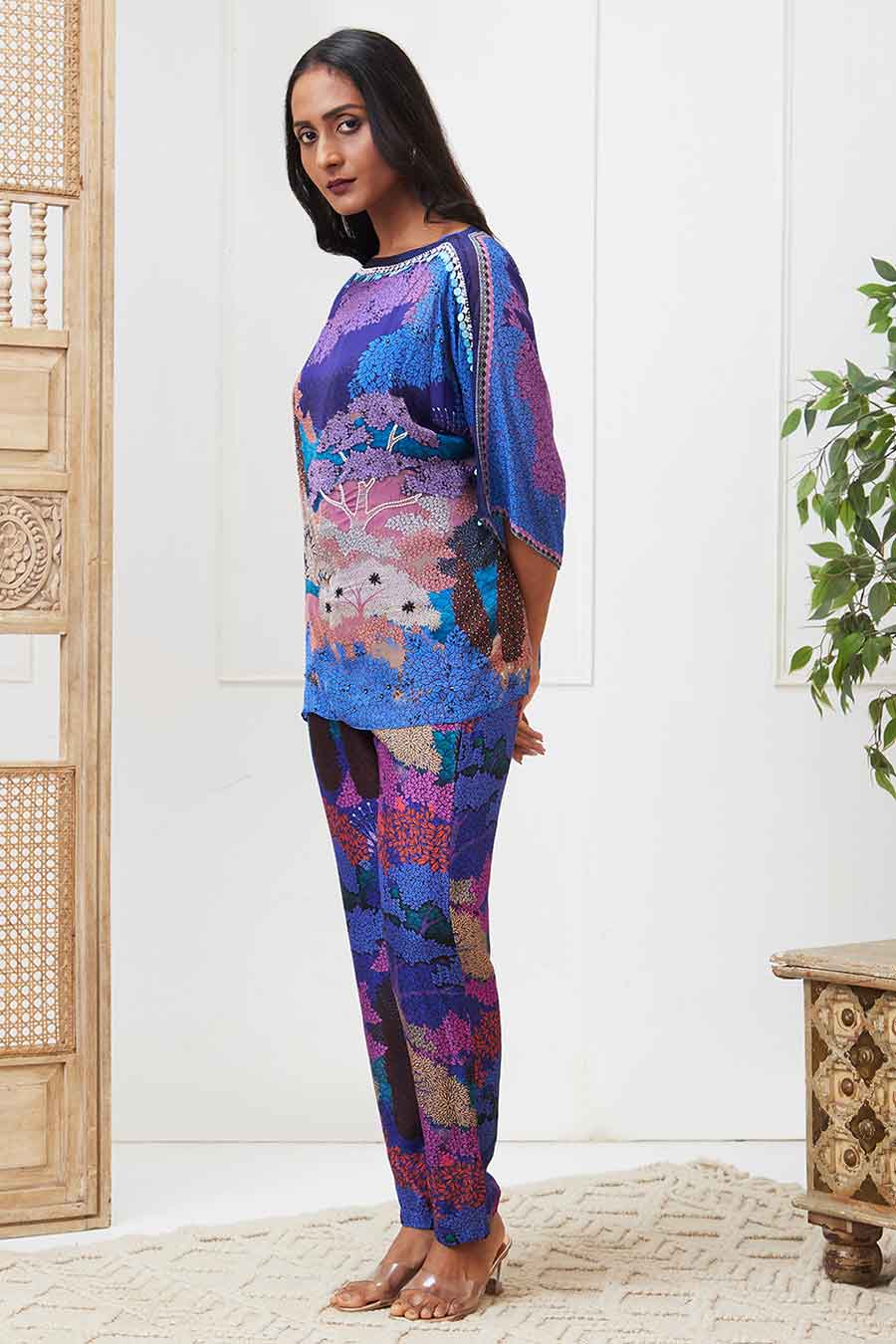 Blue Benazir Embroidered Co-Ord Set