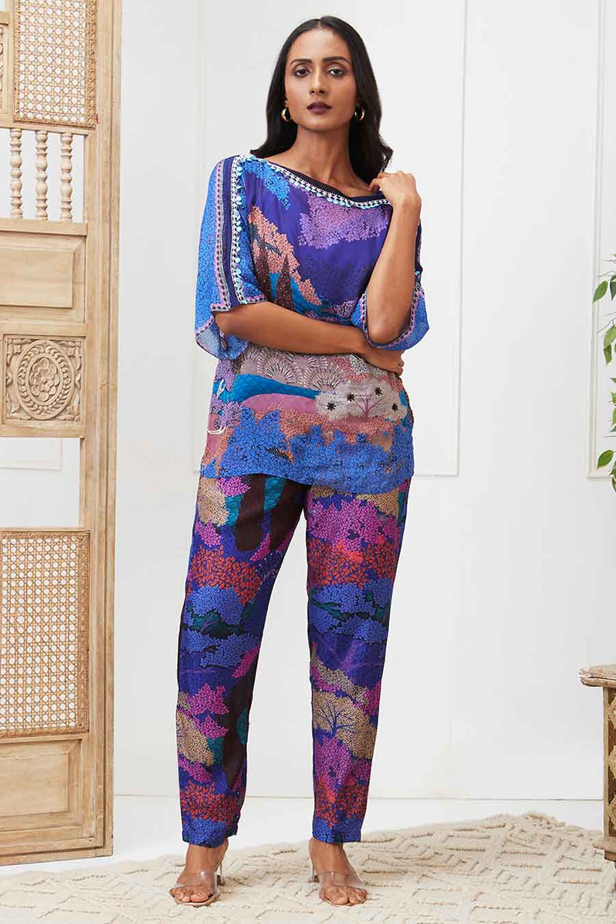 Blue Benazir Embroidered Co-Ord Set