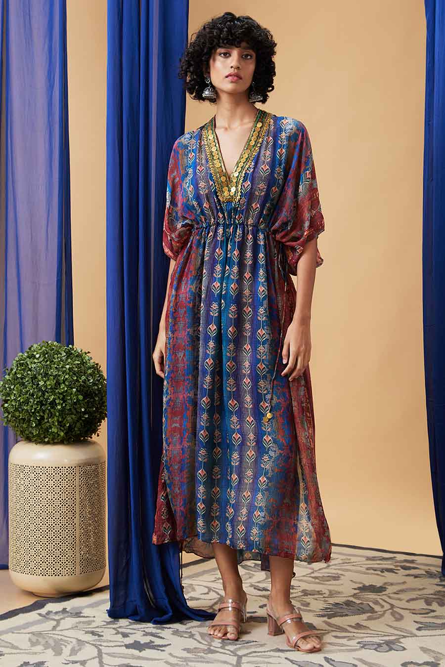 Blue Adah Embroidered Maxi Dress