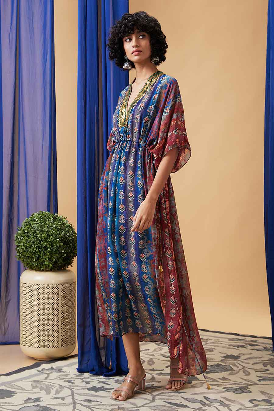 Blue Adah Embroidered Maxi Dress