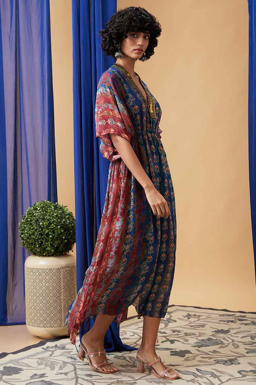 Blue Adah Embroidered Maxi Dress