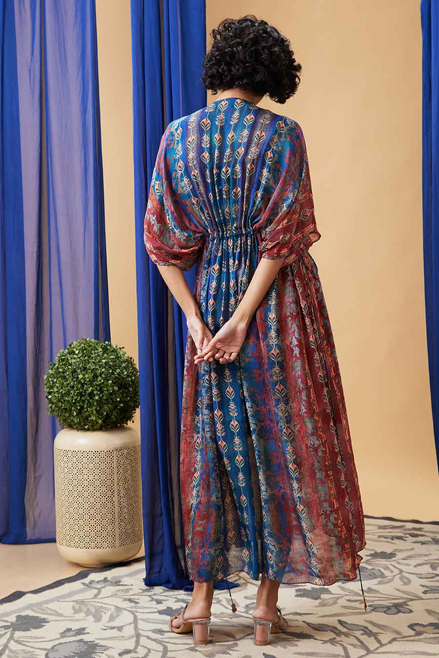 Blue Adah Embroidered Maxi Dress