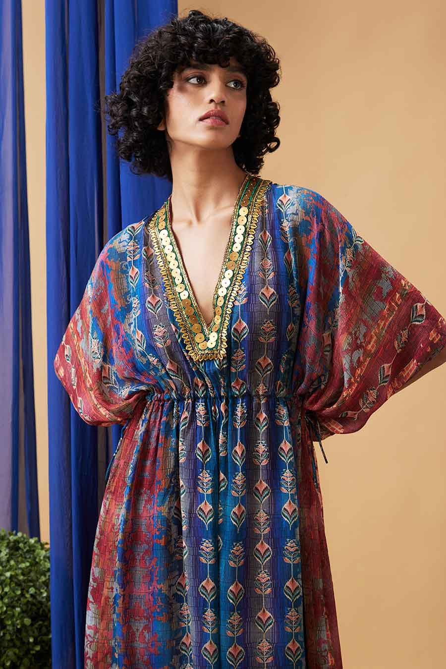 Blue Adah Embroidered Maxi Dress