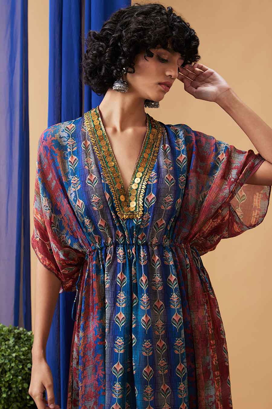 Blue Adah Embroidered Maxi Dress