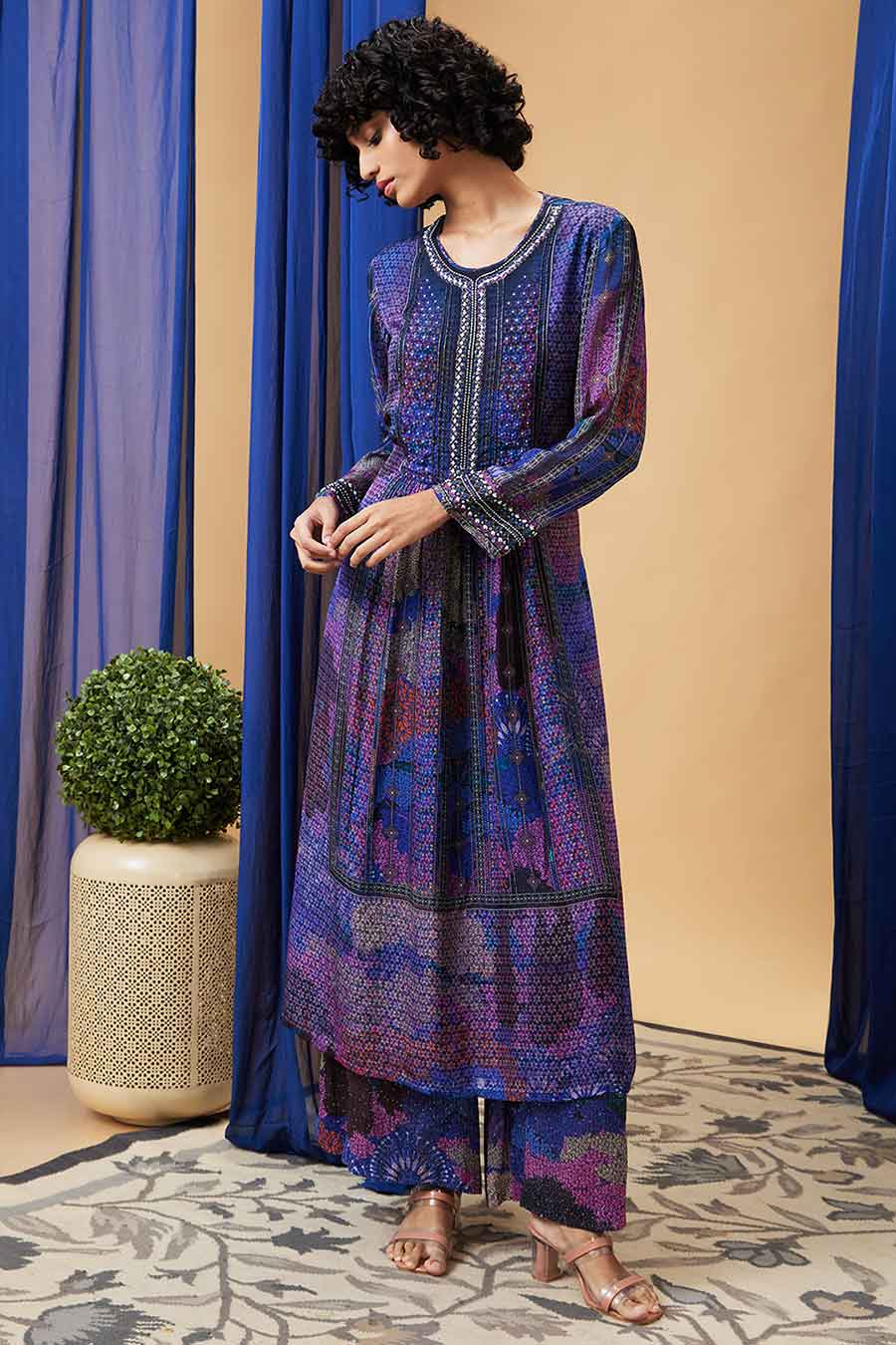 Blue Benazir Embroidered Kurta Set