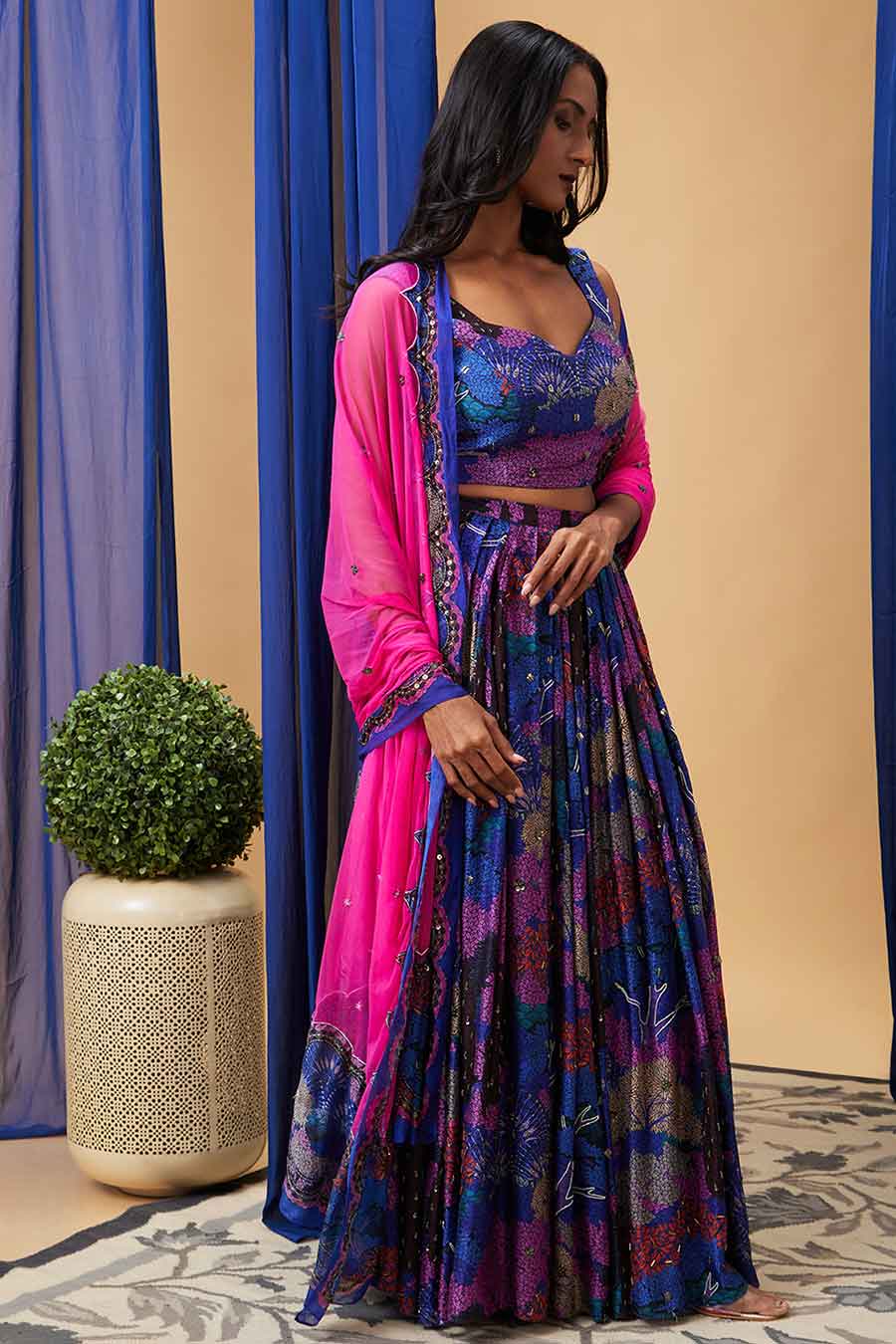 Blue Benazir Embroidered Lehenga Set