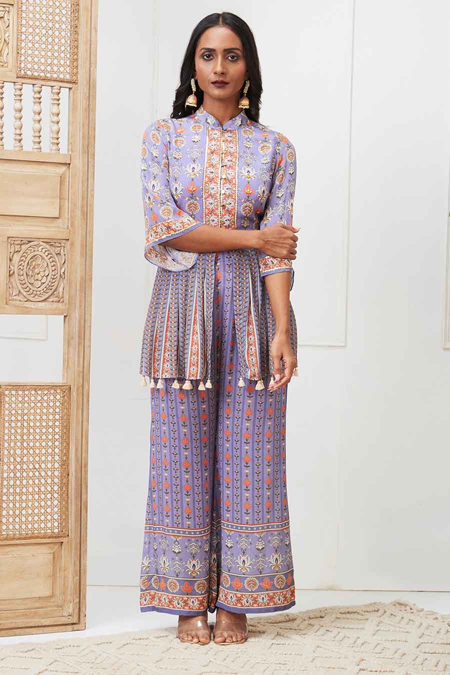 Lavender Tabriz Embroidered Kurta Set