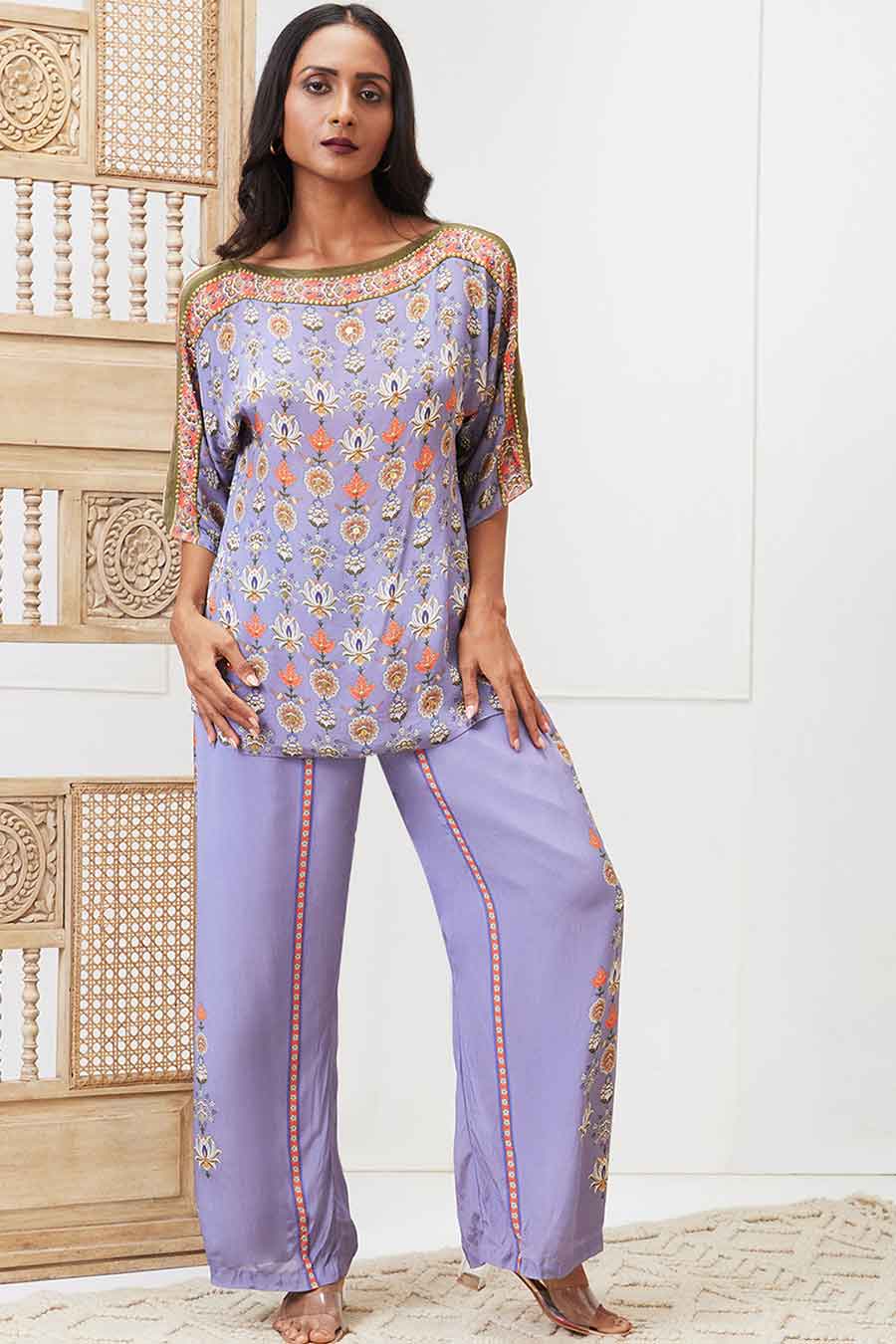 Lavender Tabriz Embroidered Co-Ord Set