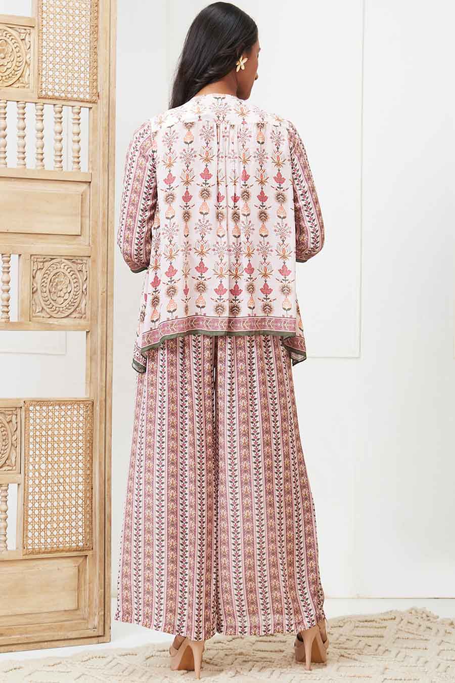 Pink Tabriz Embroidered Co-Ord Set with Jacket