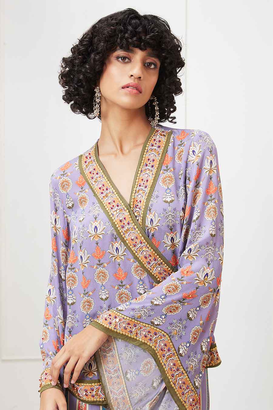 Lavender Tabriz Embroidered Angarkha Set