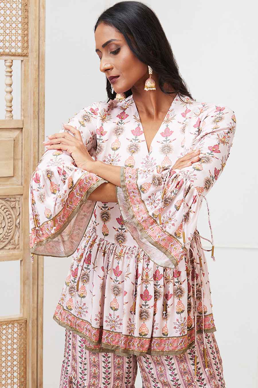 Pink Tabriz Emberoidered Sharara Set