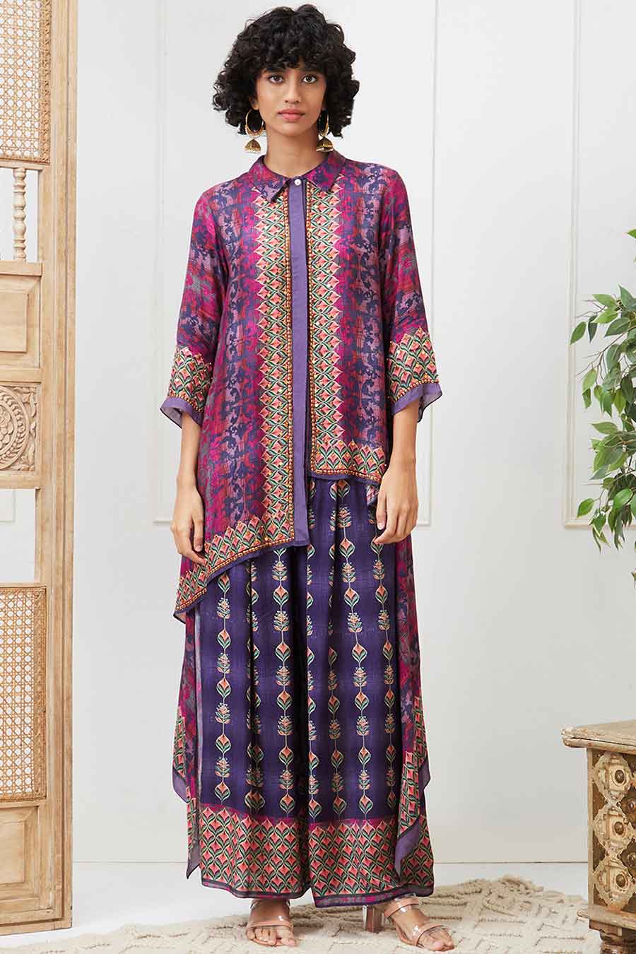 Purple Adah Embroidered Co-Ord Set