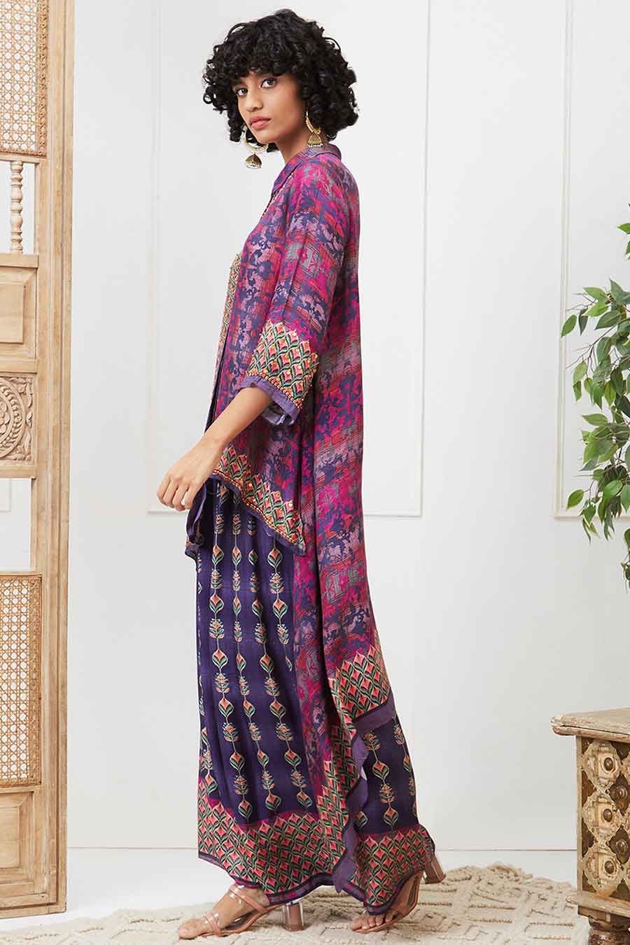 Purple Adah Embroidered Co-Ord Set
