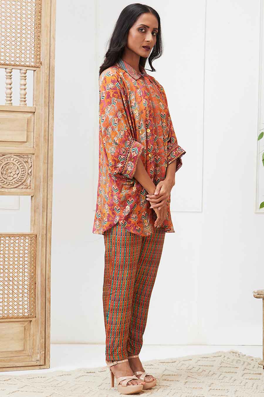 Multicolour Adah Embroidered Kimono Co-Ord Set