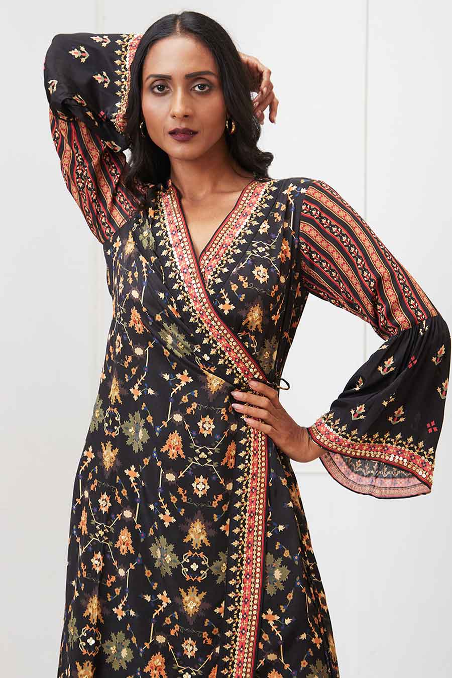 Black Zahra Printed Angarkha Kurta Set