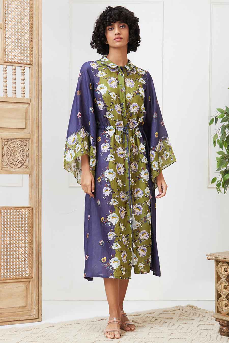 Blue & Green Tasnim Embellished Dress