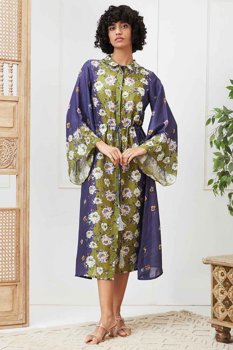 Blue & Green Tasnim Embellished Dress