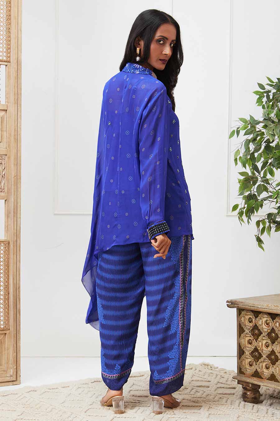 Blue Zaynab Embroidered Asymmetric Co-Ord Set