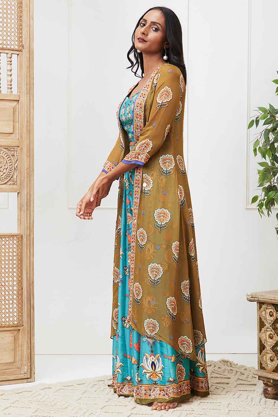 Multicolour Tabriz Emnroidered Palazzo Set