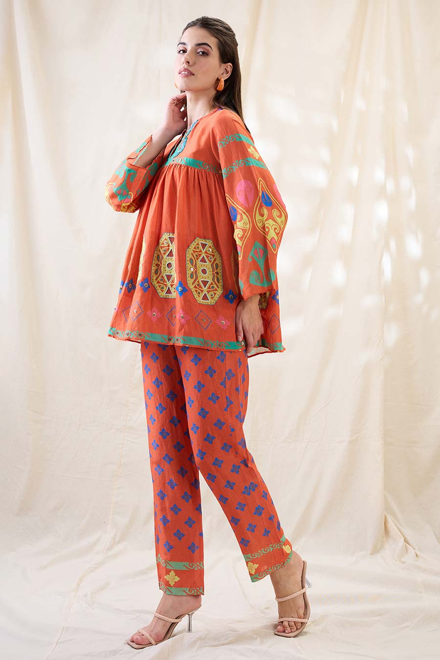 Orange Kitchra Printed Co-Ord Set