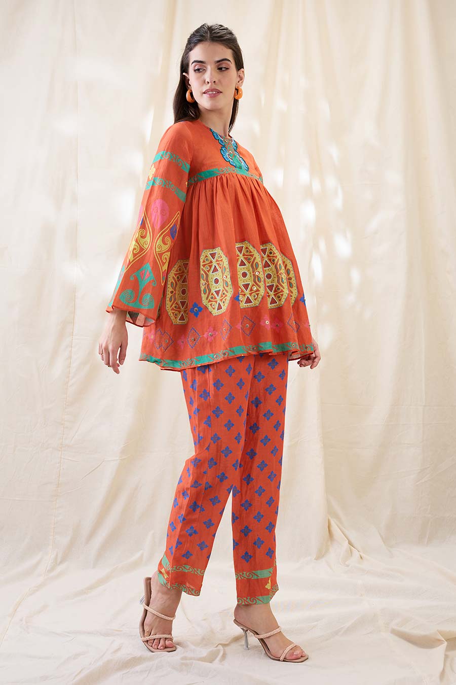 Orange Kitchra Printed Co-Ord Set