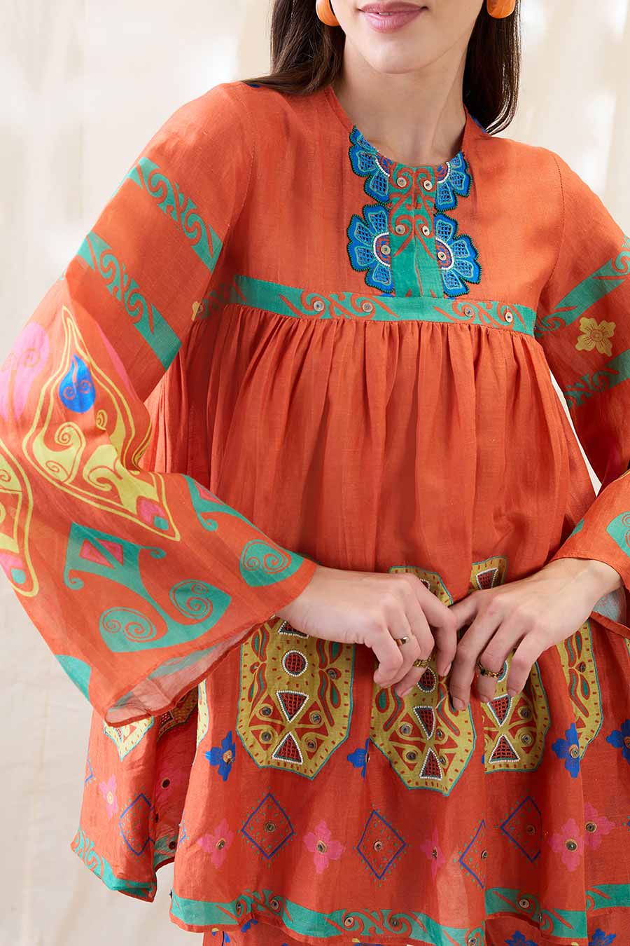 Orange Kitchra Printed Co-Ord Set