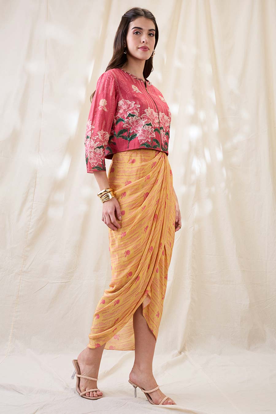 Ravya Embellished Drape Dress & Jacket Set