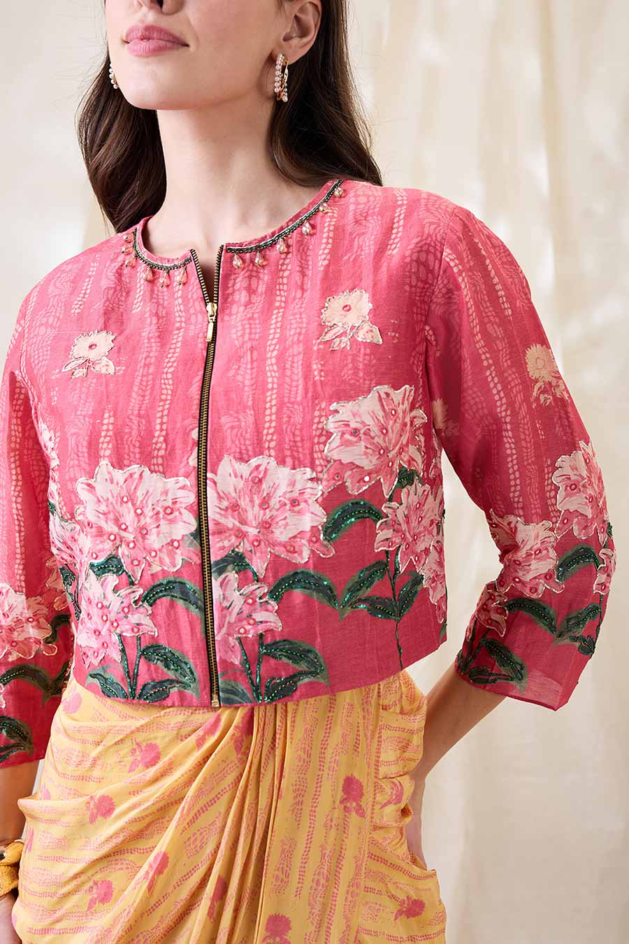 Ravya Embellished Drape Dress & Jacket Set