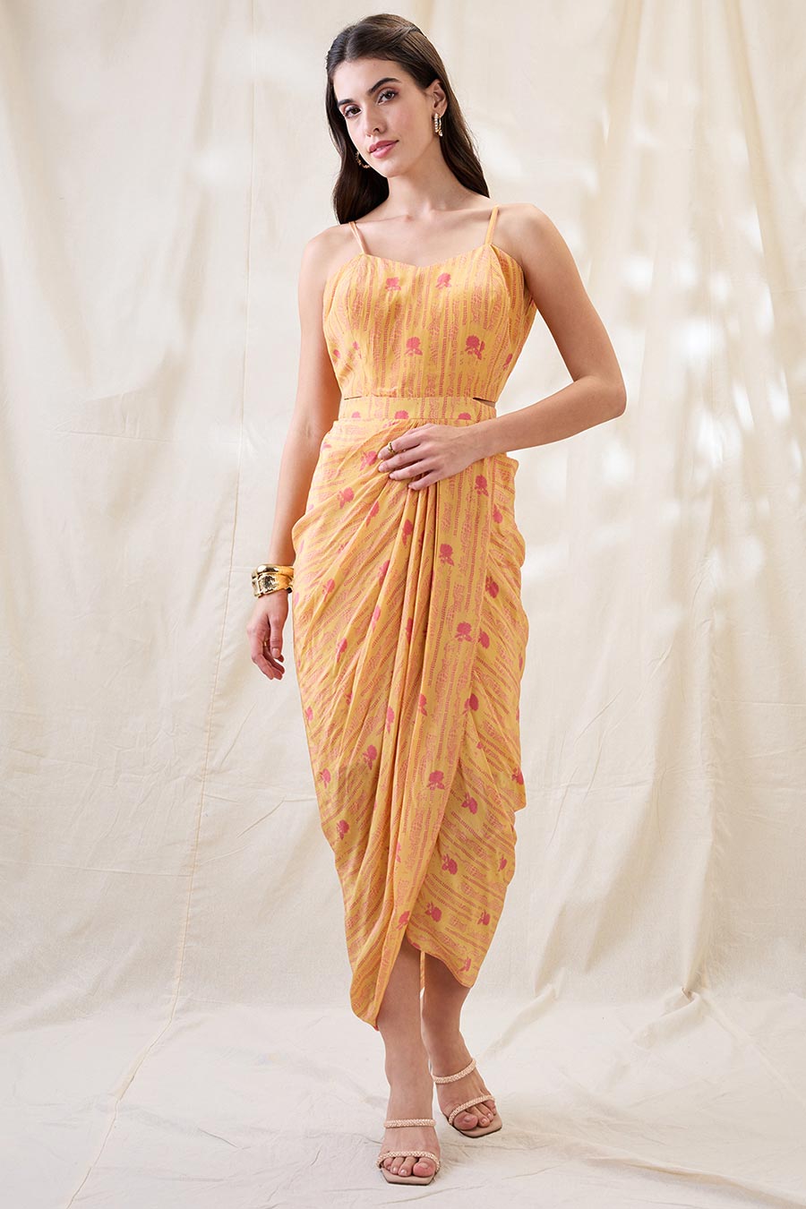 Ravya Embellished Drape Dress & Jacket Set