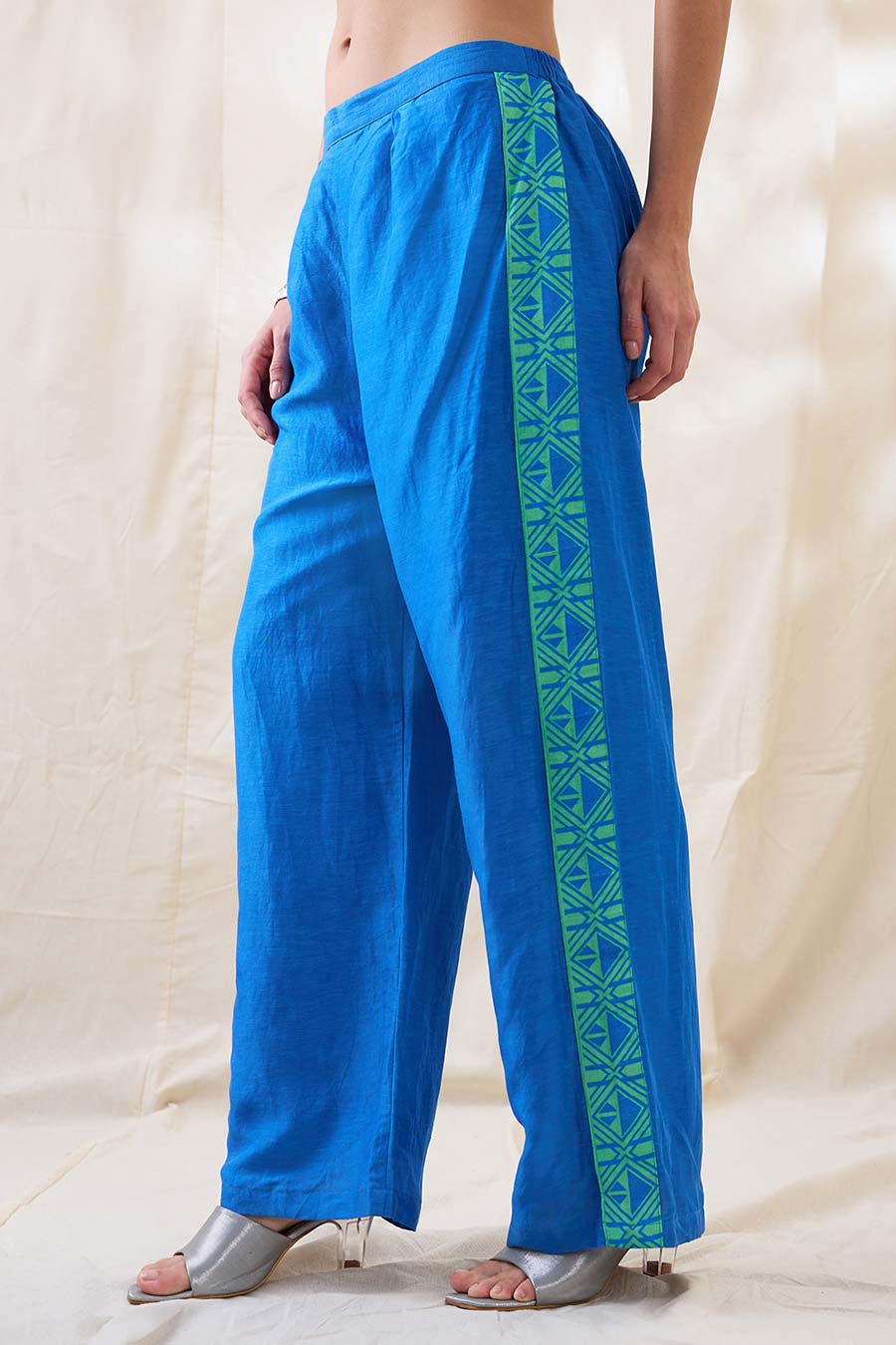 Blue Kitchra Applique Kimono Co-Ord Set